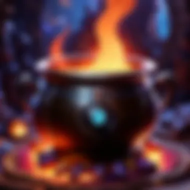 Blood-red potion bubbling in a dark cauldron