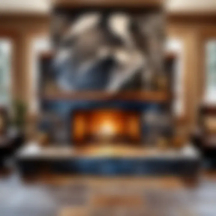 Fireplace hearth stone slab installation process in modern home