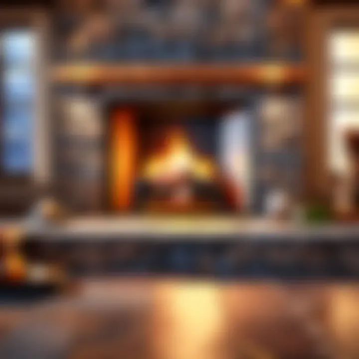 Hearth stone slab in a cozy fireplace setting