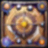 Illustration of a digital Hearthstone game board with highlighted areas for deck analysis