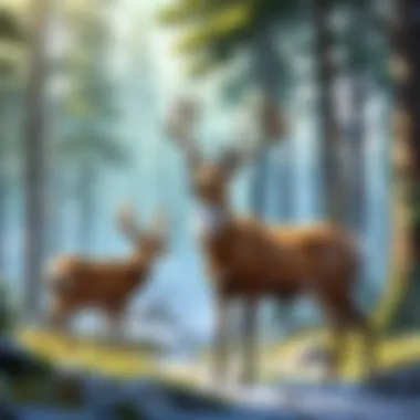 Deer grazing in the forest