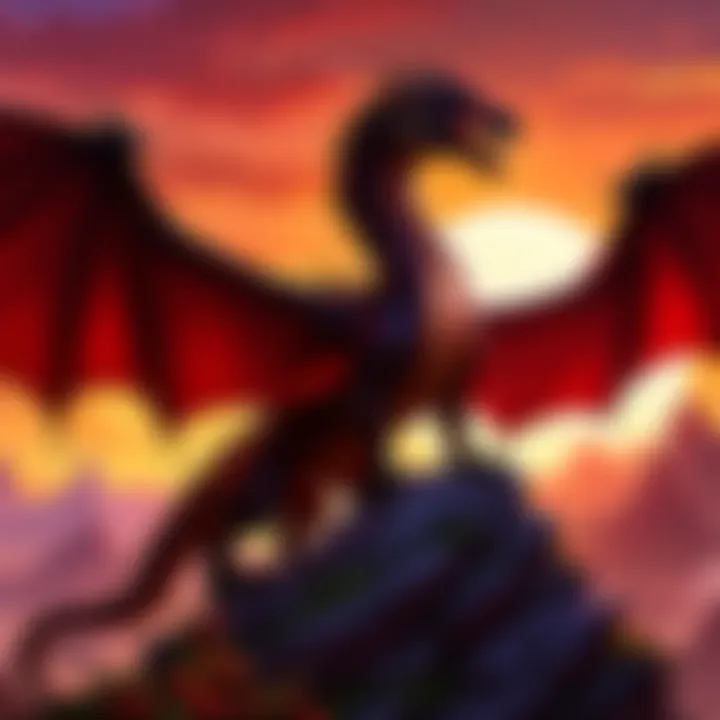 Dragon Silhouetted Against Crimson Sunset