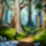 Majestic forest scenery with glowing slot machine