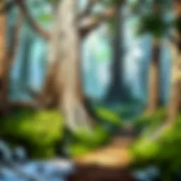 Majestic forest scenery with glowing slot machine