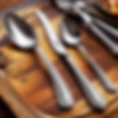 Close-up of stainless steel cutlery with a polished finish