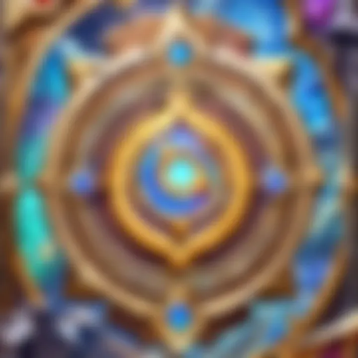 A close-up of a Hearthstone card being held up, showcasing artwork