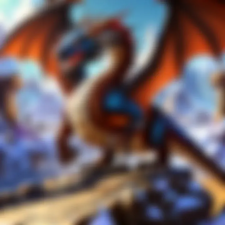 An artistic representation of Hearthstone gameplay featuring dragons and their treasures.