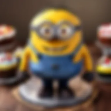 Close-up of customization options for Walmart's Minion cake showcasing various toppings and designs.