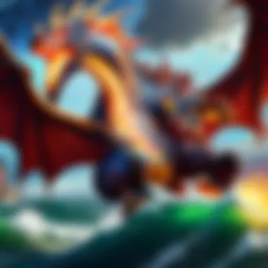 Fiery Dragon Battling Stormy Seas