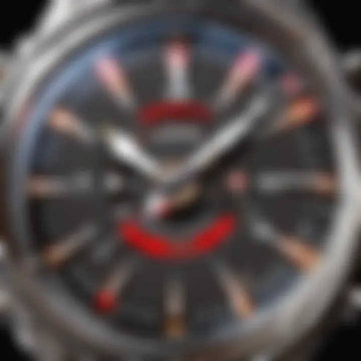 Close-up of intricate dial details on Omega Flightmaster