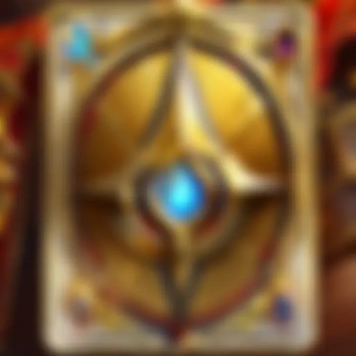 A close-up view of a golden card highlighting its unique features