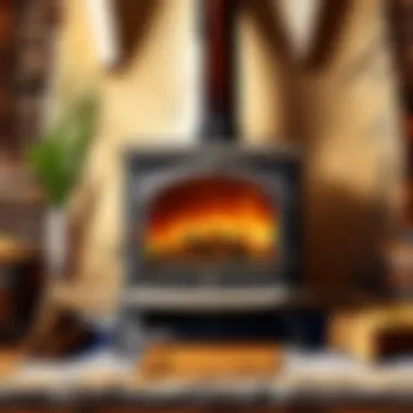 Interior view of a cozy living space featuring a Hearthstone stove