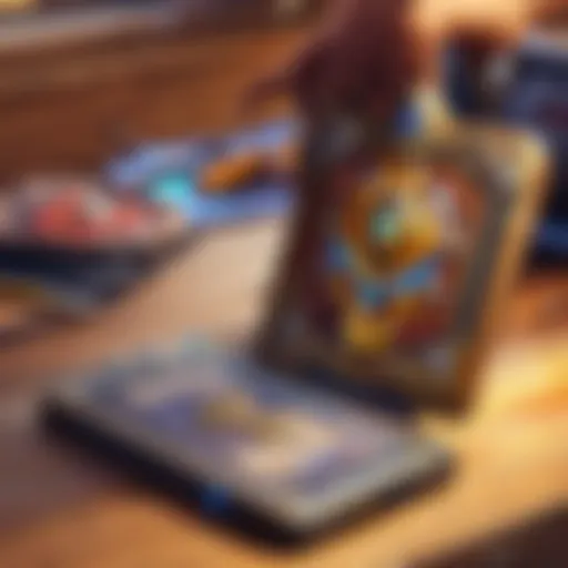 Illustration of a digital tablet showing Hearthstone deck building tutorial