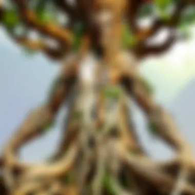 Symbolic representation of roots connected to identity and culture