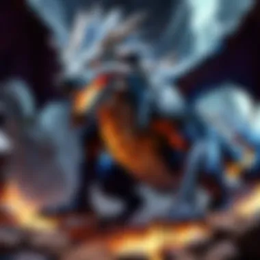 Ancient dragon breathing fire in a dark, ominous cave