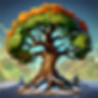 Visualization of the tree representing progression in the Tree of Life game