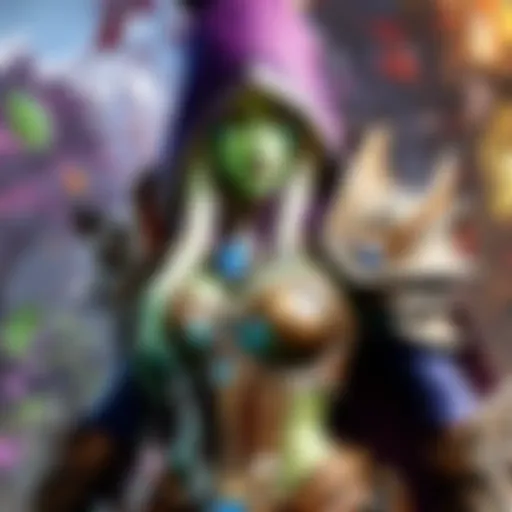 Sylvanas Windrunner in her iconic battle stance, showcasing her elven heritage