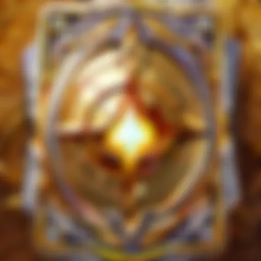 A visually stunning golden card from Hearthstone featuring intricate designs and shimmering details.